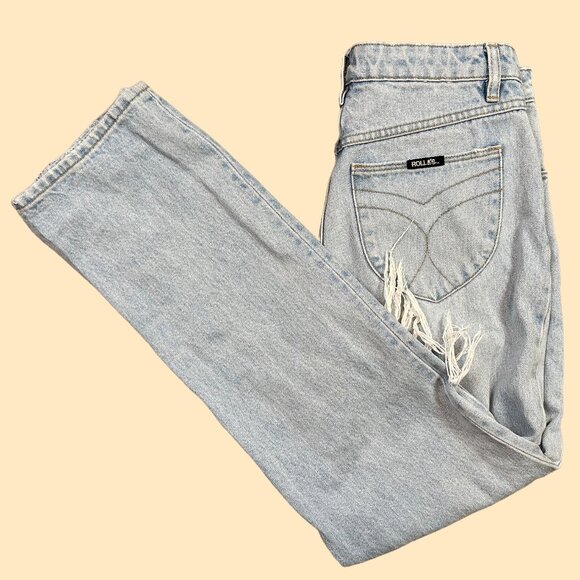 ROLLA'S Denim - Rolla's Classic Straight Regular Fit Denim Jeans Light Wash Distressed Size  27